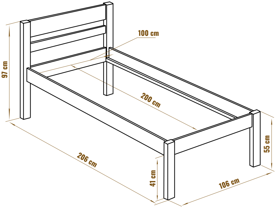 Кровать односпальная чертеж