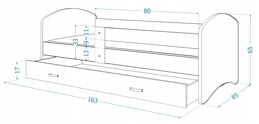 Чертеж детской кровати 160х80 с ящиками