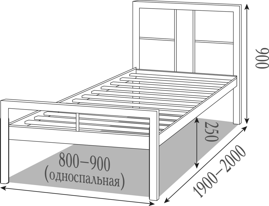 Кровать односпальная 90 *200 чертеж