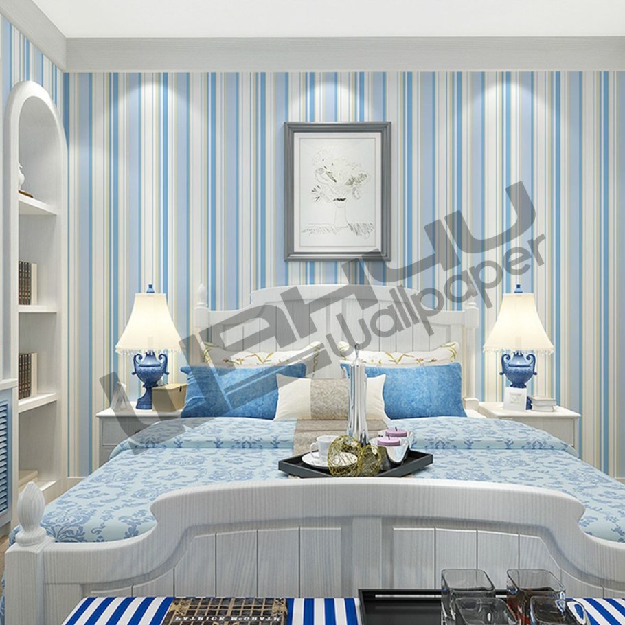 Бело синяя спальня