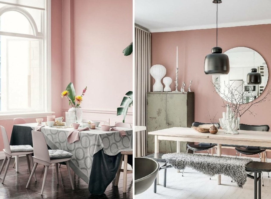 Пудровый и зеленый в интерьере