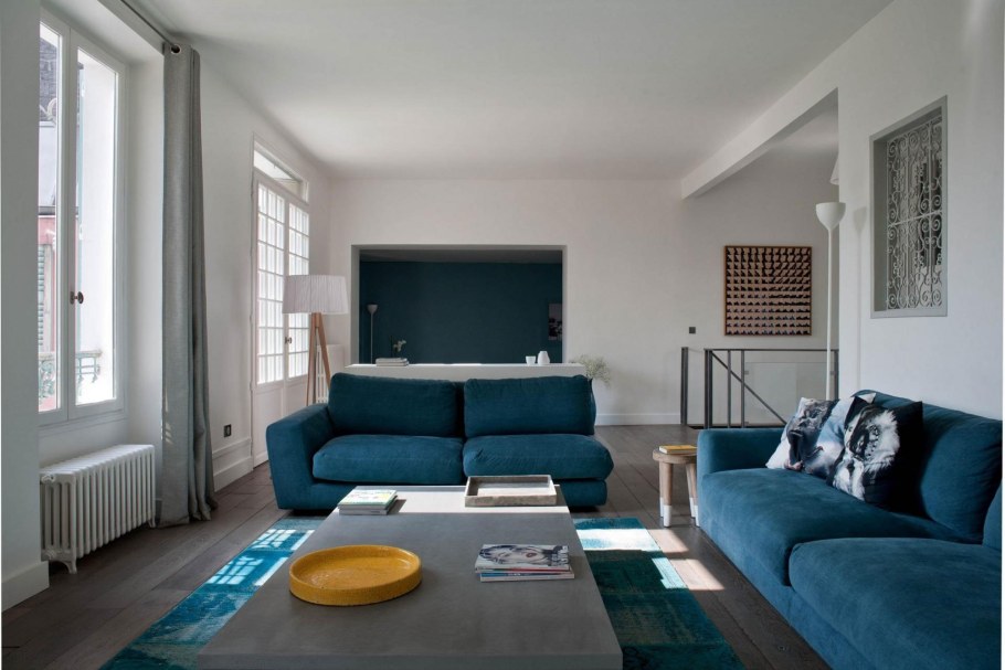 Серый и синий в интерьере