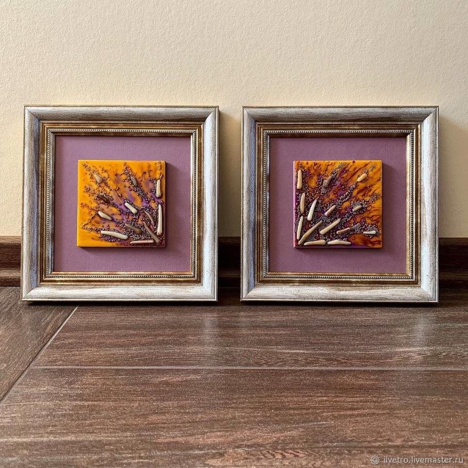 Дом декор картина золотой закат диптих