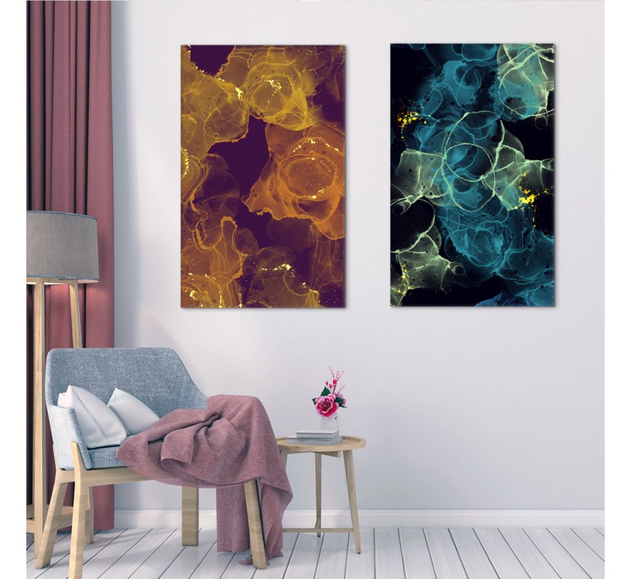 Модульная картина алкогольными чернилами