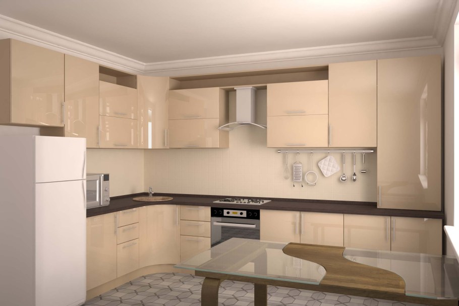 Угловые кухни бежевого цвета
