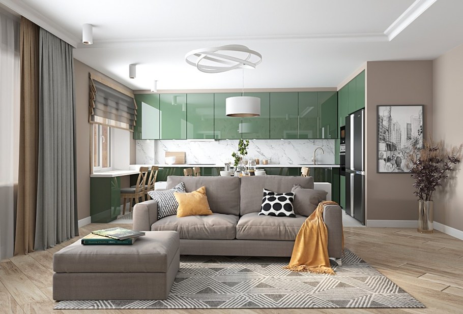 Кухня гостиная 35 кв