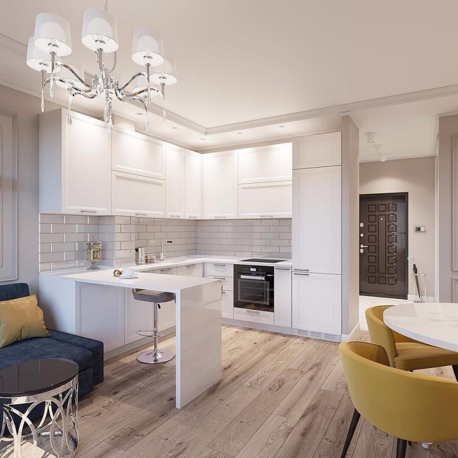 Кухня гостиная икеа 13м