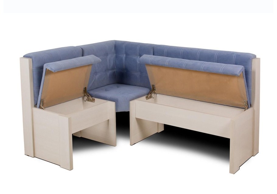 Скамья угловая "Квадро" (дуб сонома/велюр голубой)