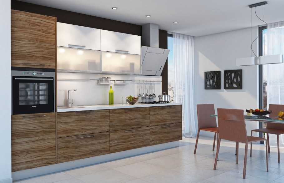 Кухня хайтек графит зебрано