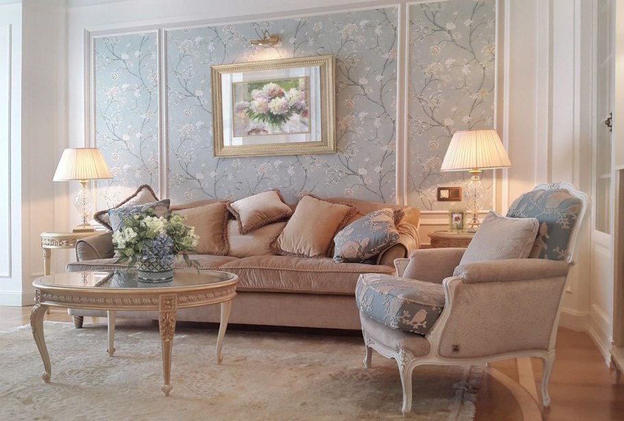 Слоновая кость в интерьере гостиной