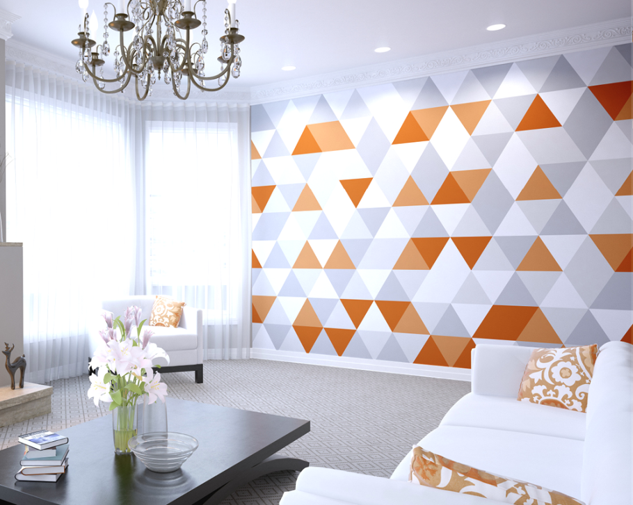 Геометрические фигуры на стене в интерьере