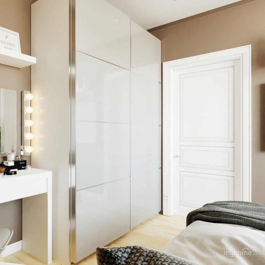 Стены капучино в спальне