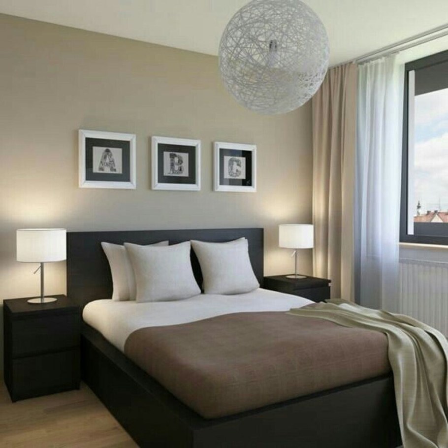 Кофейный цвет стен в спальне