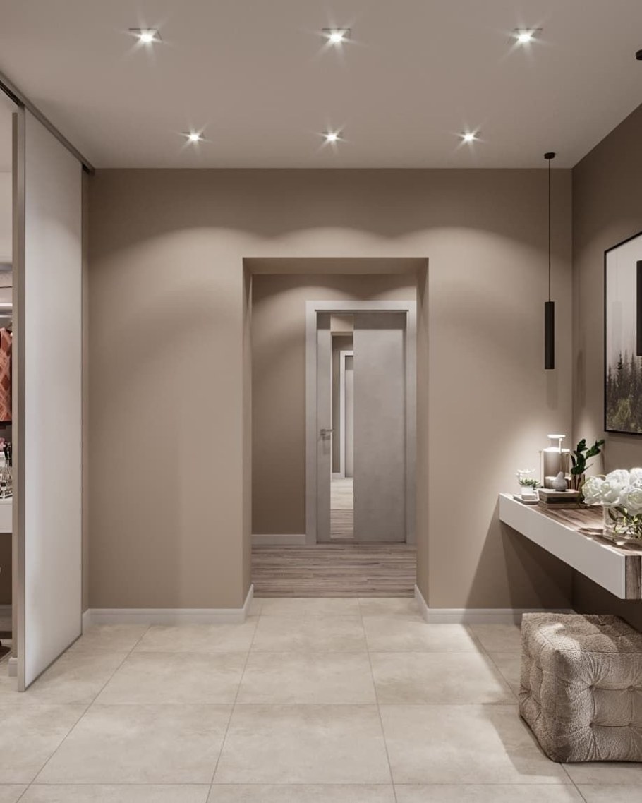 Бежевая прихожая интерьер