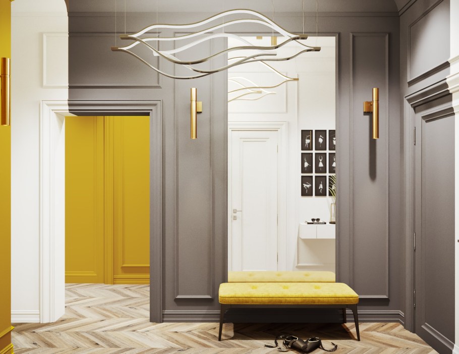 Прихожая в горчичном цвете