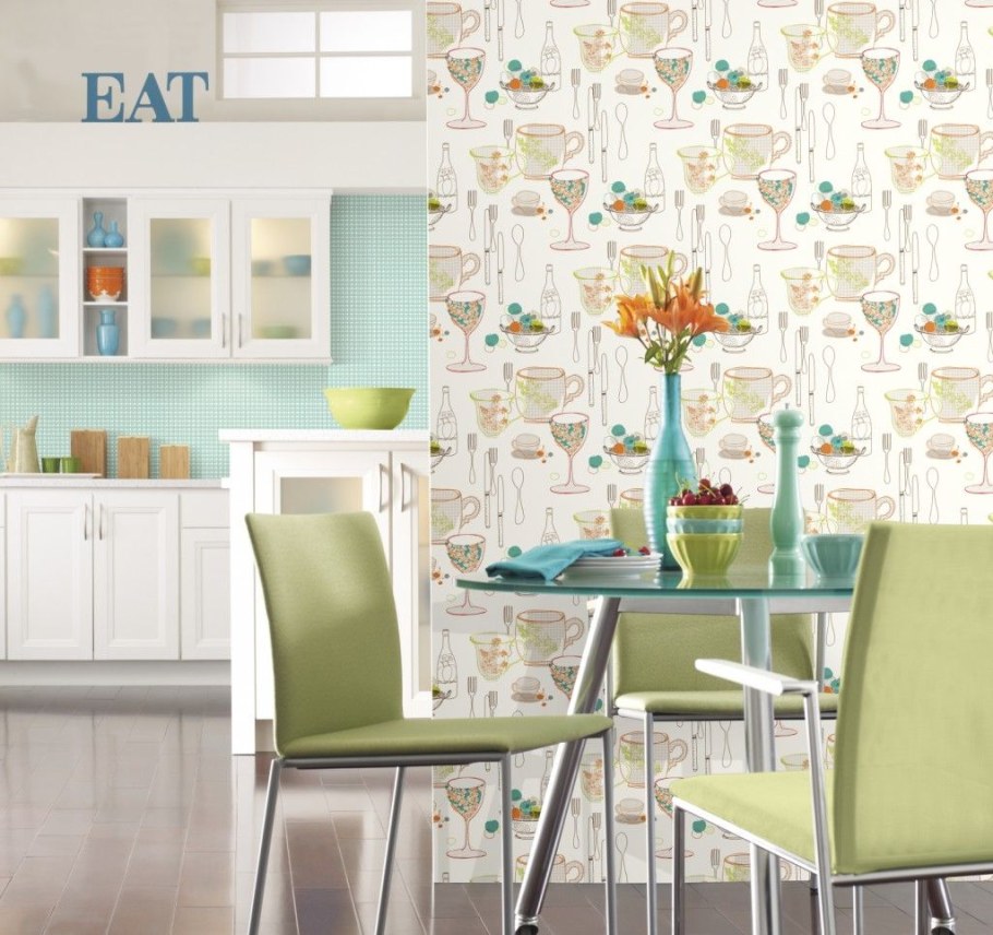 Цвет обоев для кухни