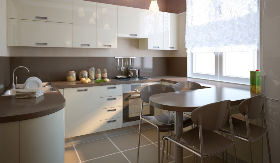 Интерьер квадратной кухни