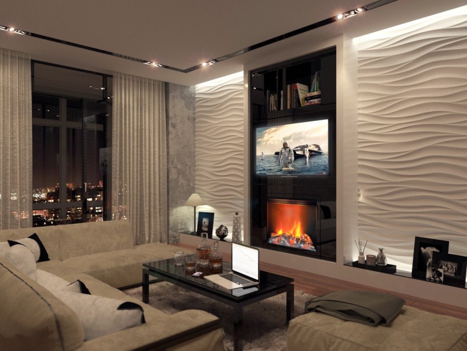 Декор стен в гостиной в современном стиле