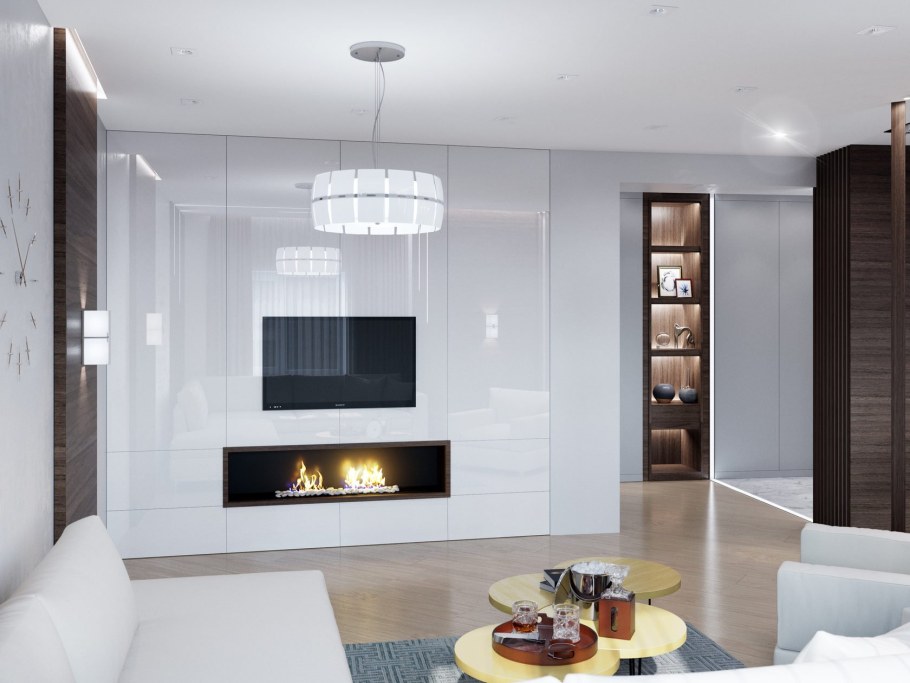 Современный интерьер с биокамином
