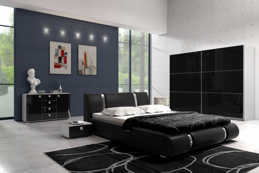 Спальный гарнитур черный глянец