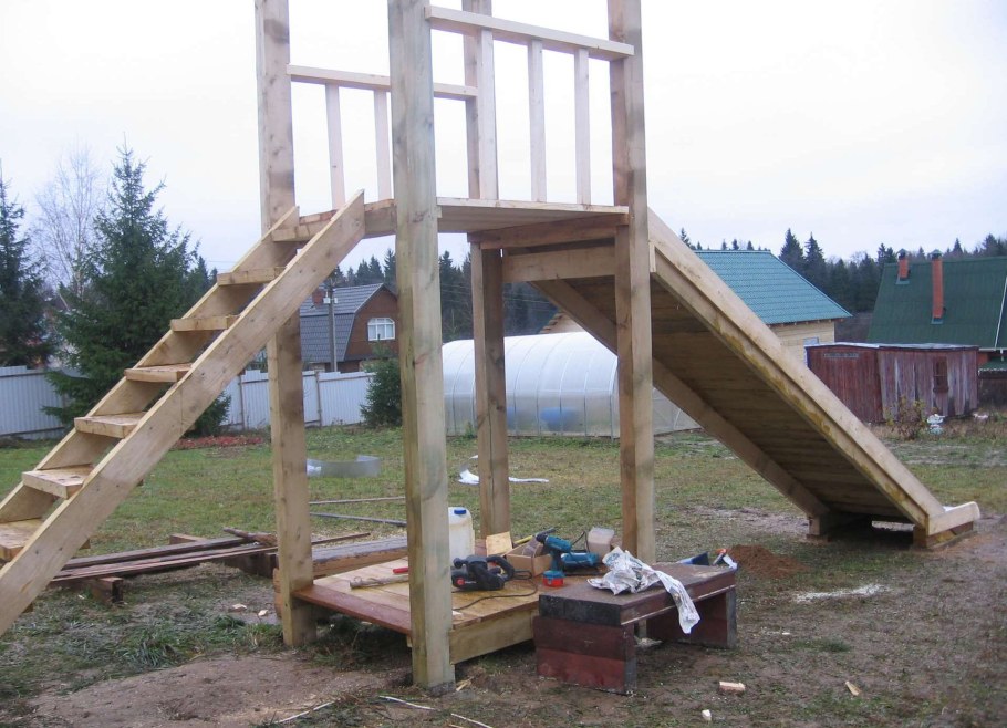 Самодельные детские горки