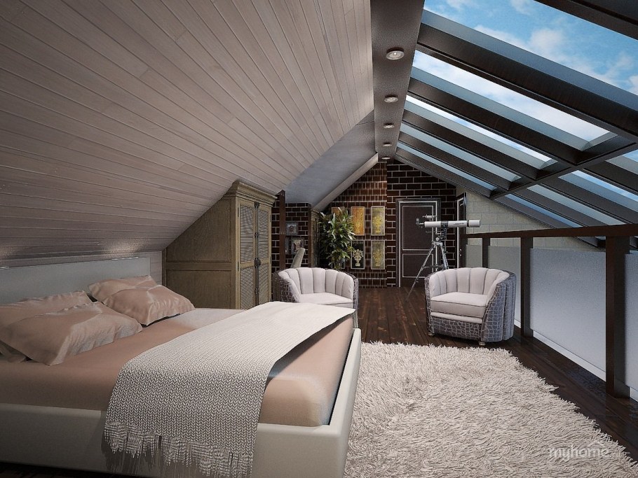 Отделка мансардного потолка