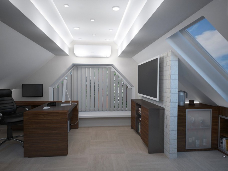 Современная отделка мансарды