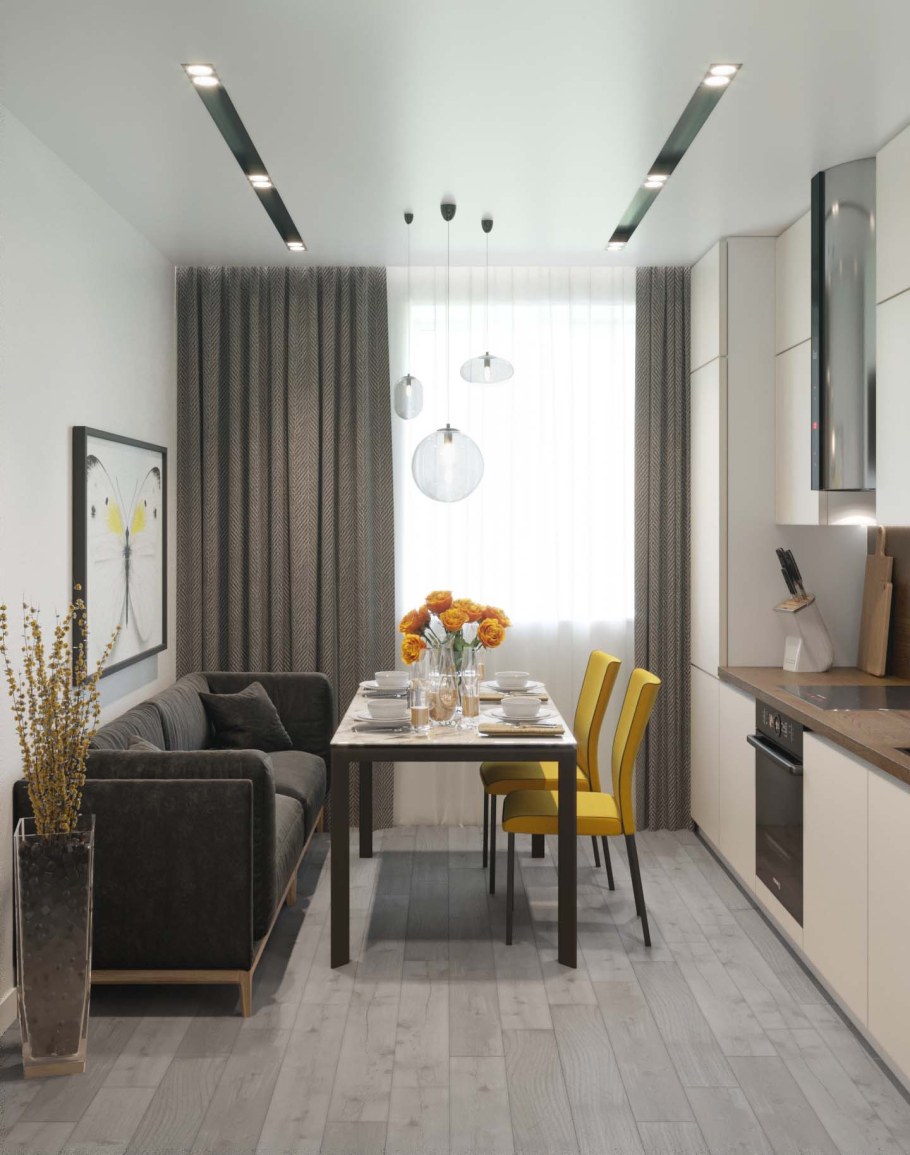 Стиль современный в интерьере кухни в квартире 12 кв