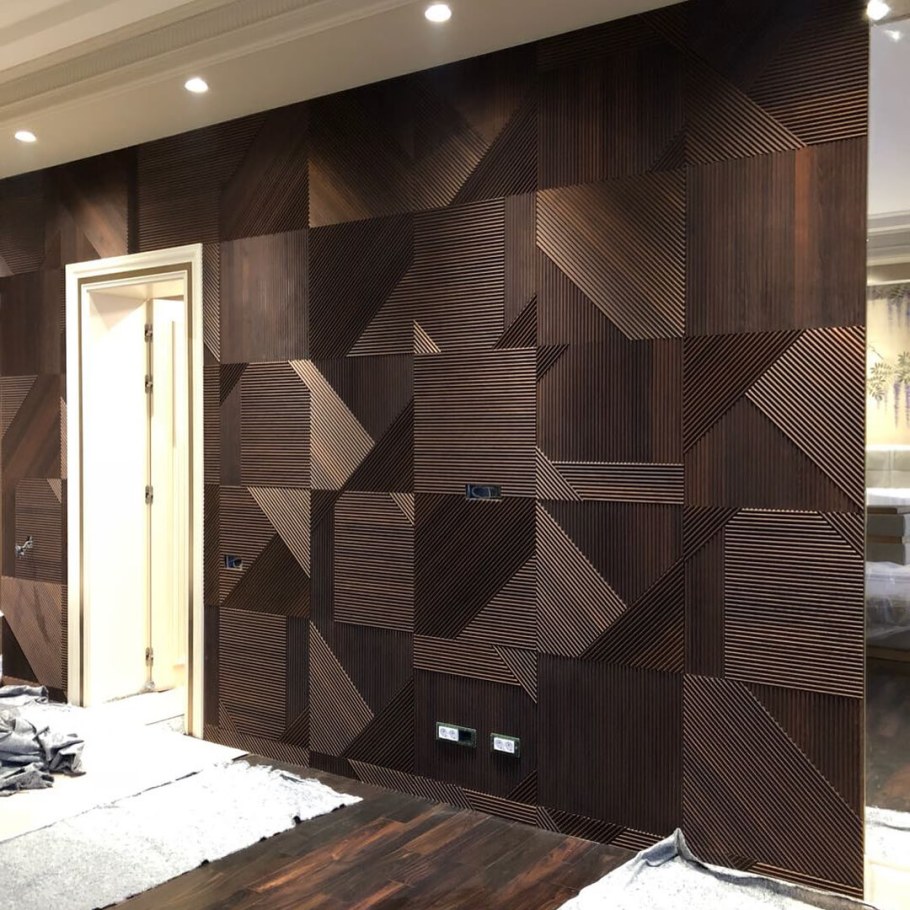 Шпонированные панели Topperfo Micro Ulme Stone Edition Acoustic Wood Panel