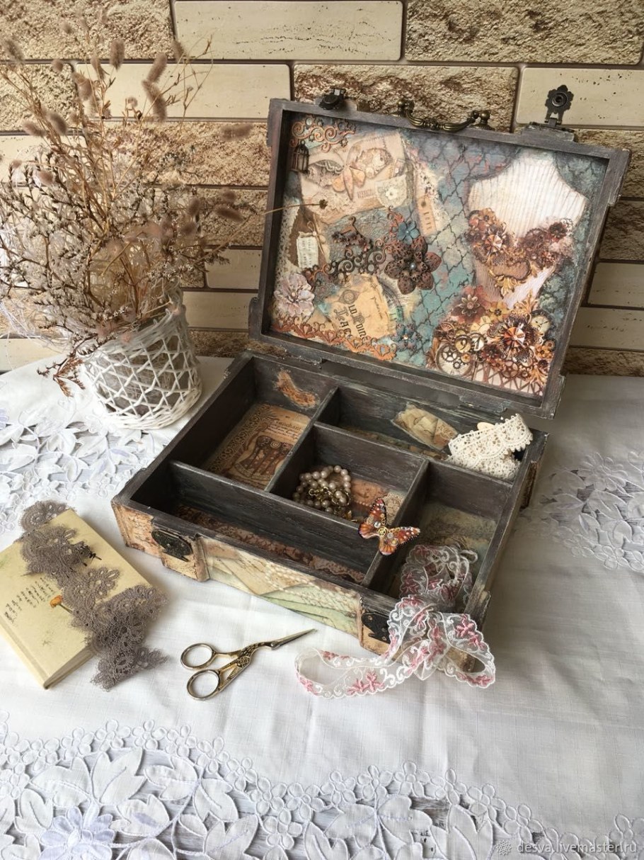 Декупаж деревянного чемодана