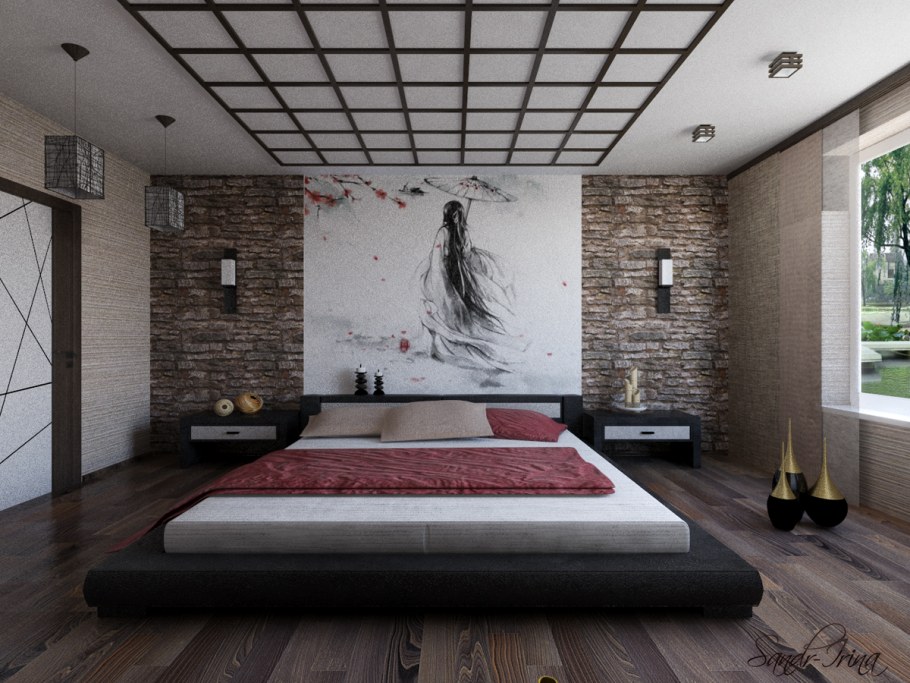 Спальня в азиатском стиле