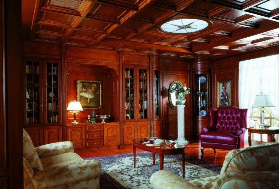 Кессонный потолок английский стиль