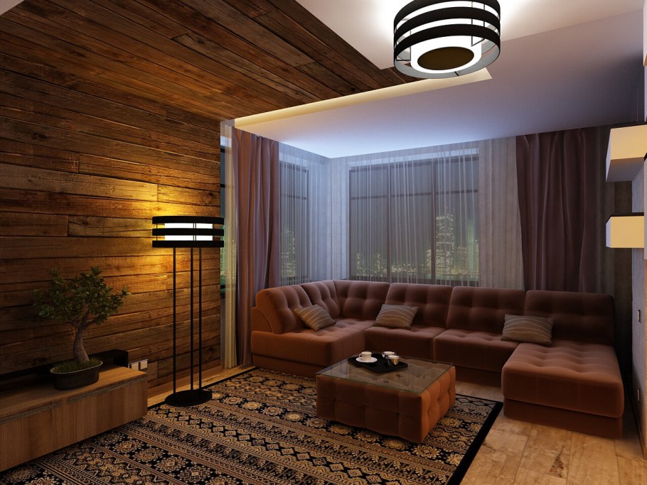 Современная отделка стен в гостиной