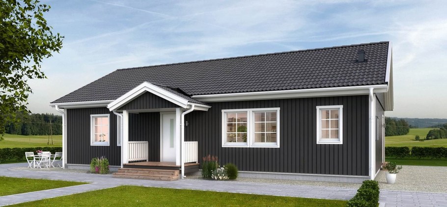 Скандинавский каркасный одноэтажный дом