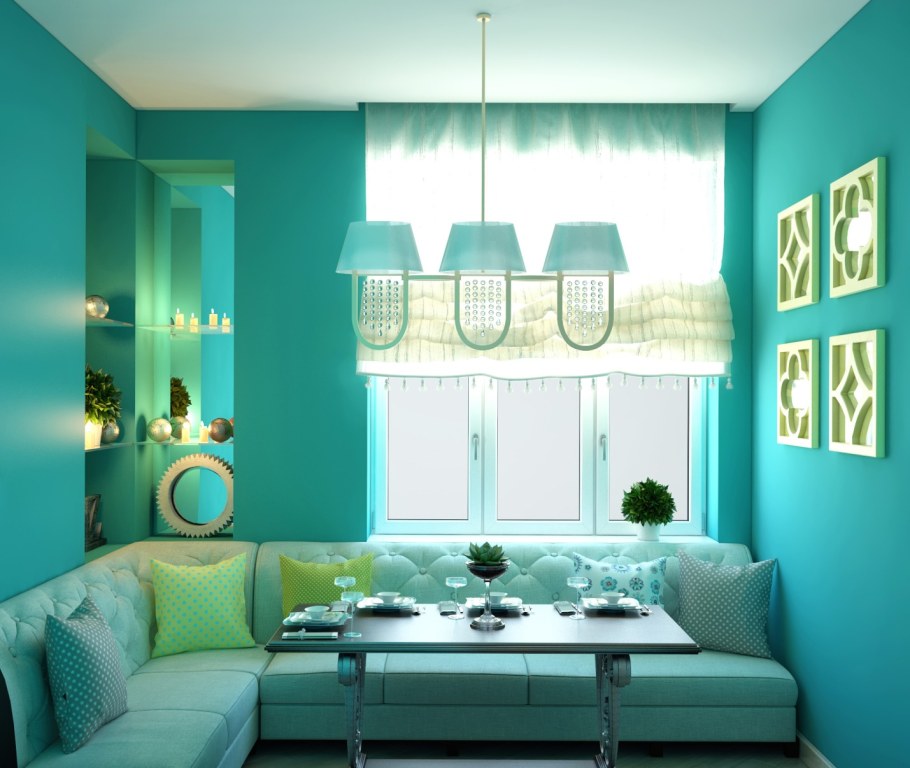 Дизайн кухни в бирюзовом цвете