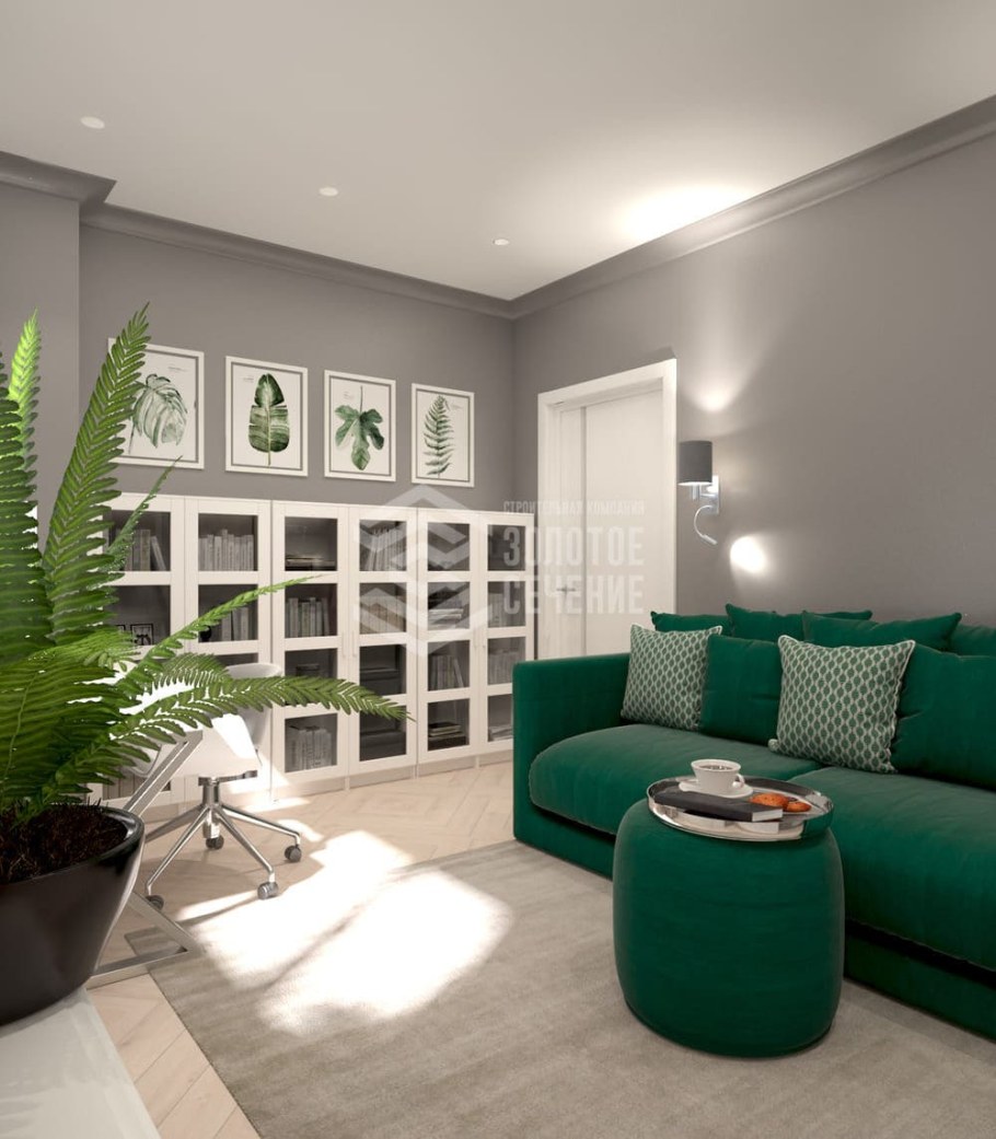 Интерьер комнаты в аквамариновых тонах