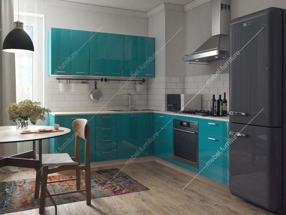 Кухня цвета морской волны