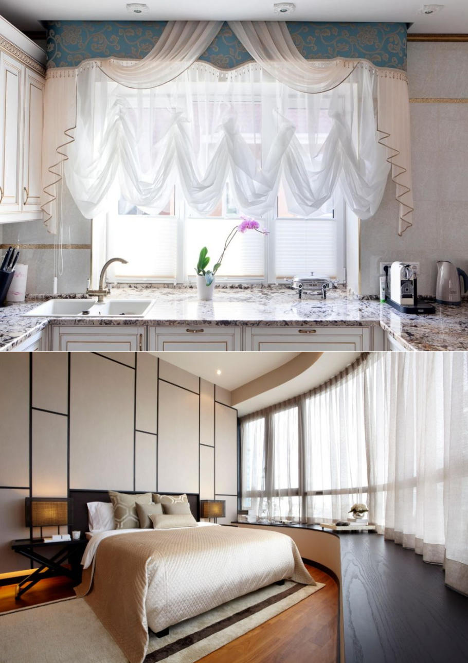 Шторы в кухню-гостиную в современном