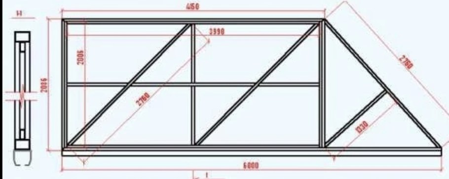 Чертеж откатных ворот 4.5 метра
