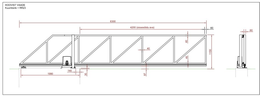 Чертеж откатных ворот 5 метров проем
