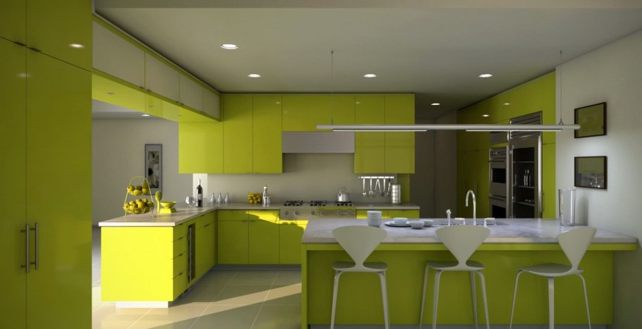 Кухня зеленого цвета
