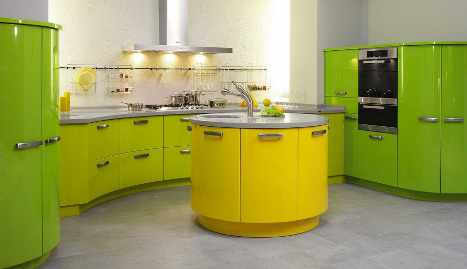 Желто зеленая кухня