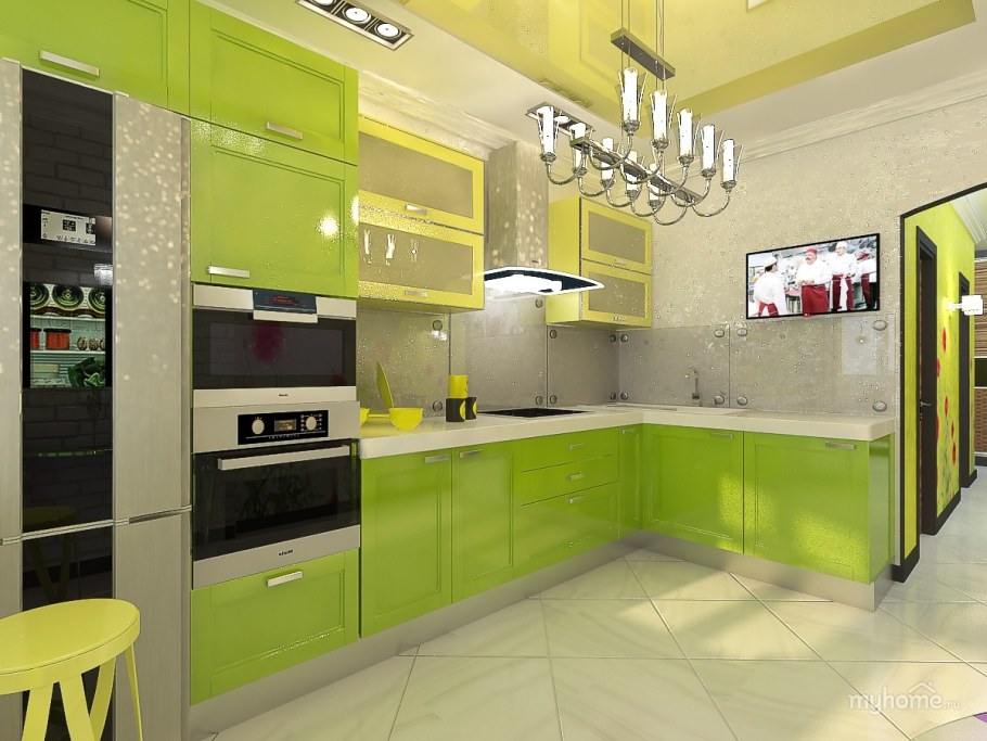 Кухня зеленого цвета в интерьере