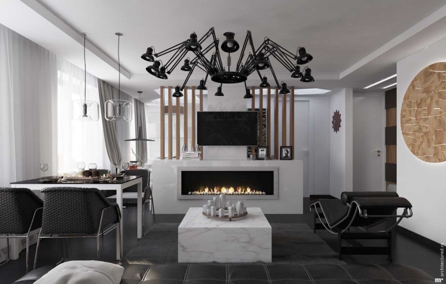 Черная люстра в современном стиле