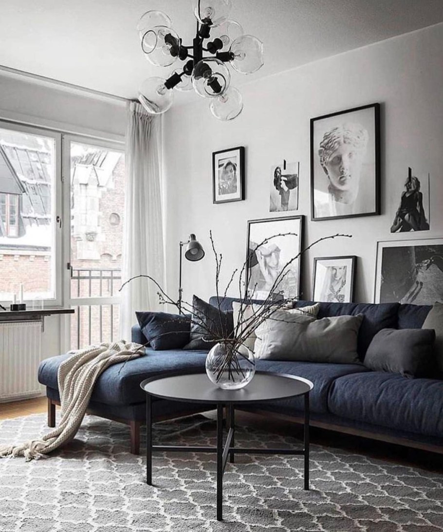 Люстры в скандинавском стиле в интерьере гостиной