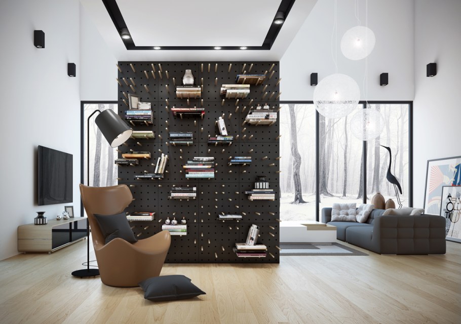 Металлическая стена в интерьере