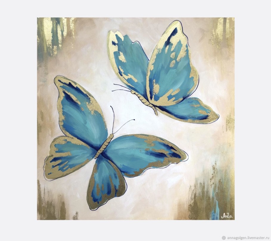 Бабочки акрилом на холсте
