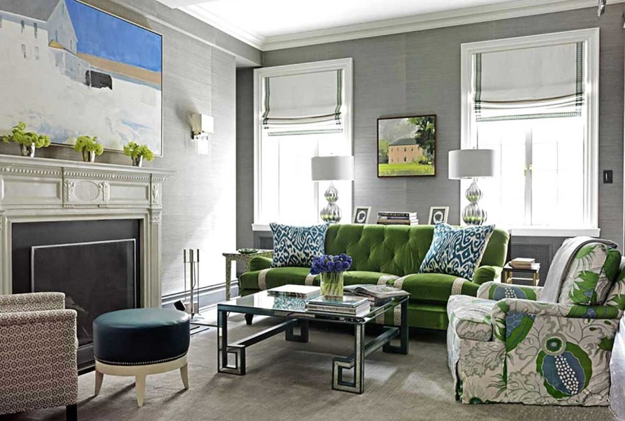 Салатовый диван в интерьере