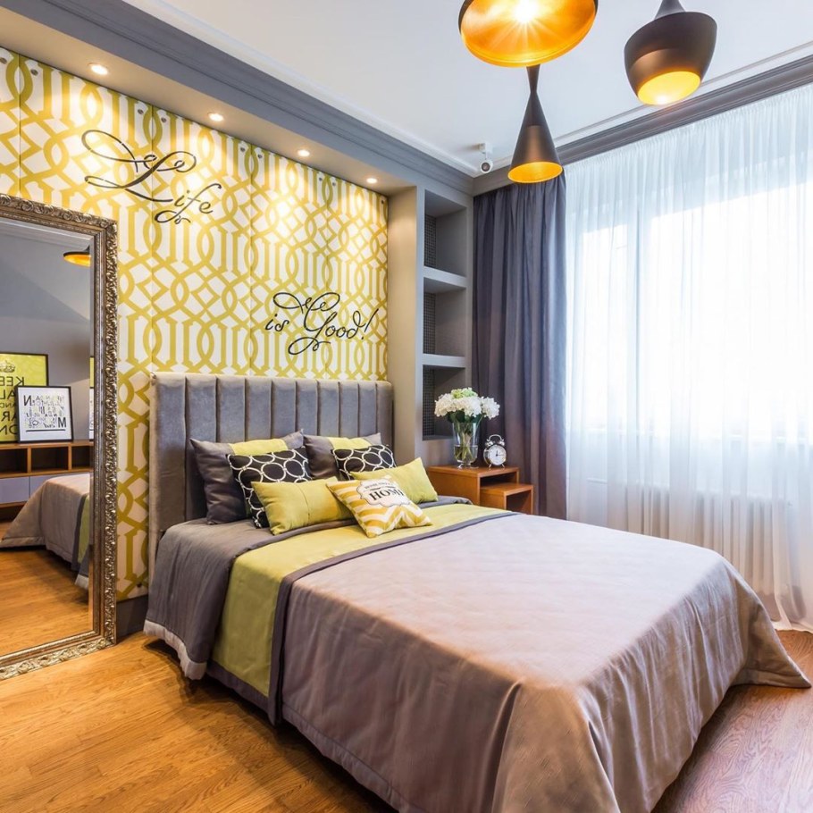 Спальня в золотистых тонах