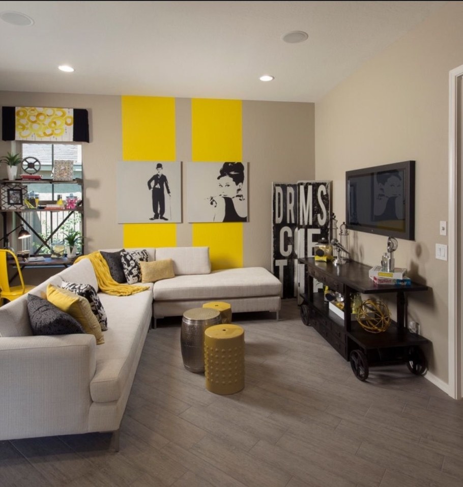 Желтые стены в интерьере
